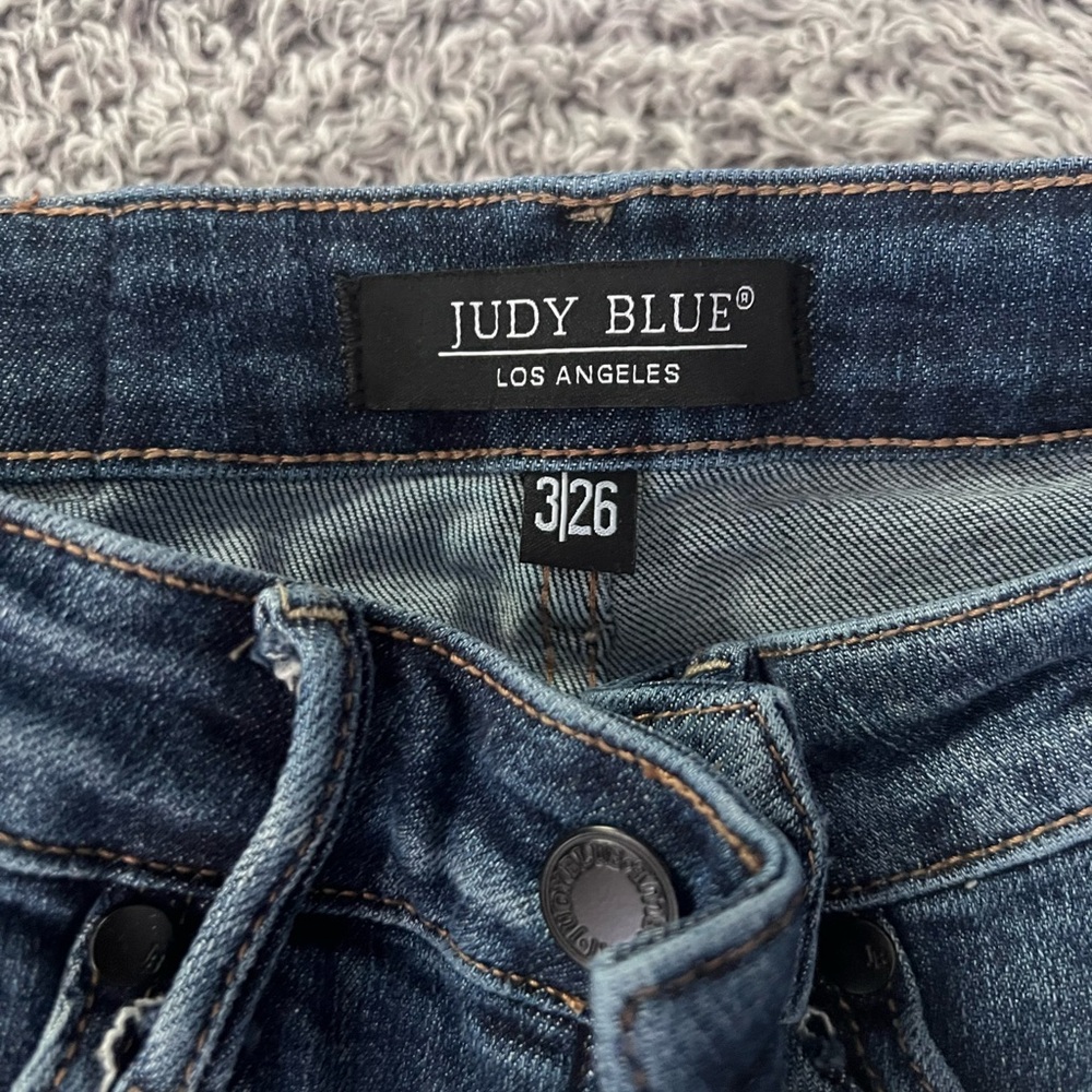 Judy Blue Dark Indigo Ripped Straight Leg Jeans - Picture 2 of 4